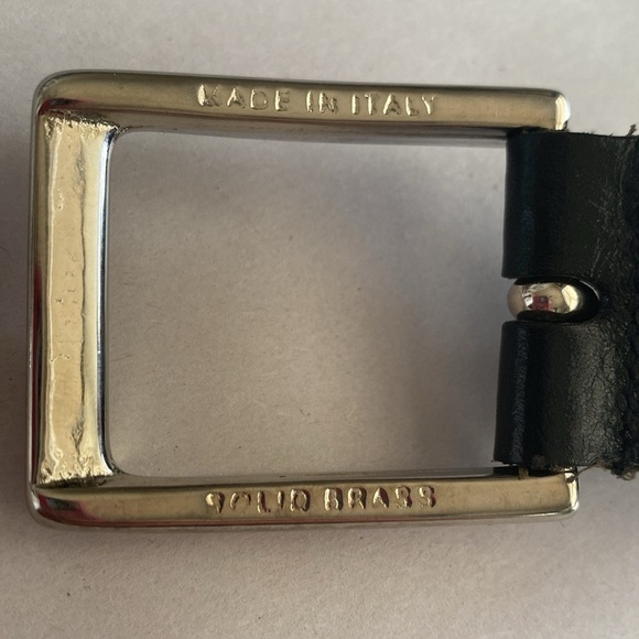 Maximilian leather Belt Black Men’s solid brass buckle 48’ Made in Italy Classic - Picture 6 of 8